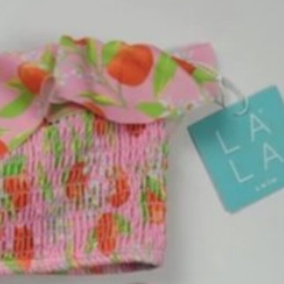 Brand New La La Swim Orange Blossom Ruffled Bikini Top - Picture 6 of 8